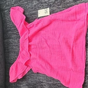 SO Pink Off Shoulder Woven Ruffle. Size XL (14/16)